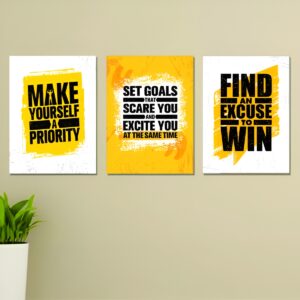 set of 3 motivational theme phototiles for wall decoration/ wooden phototiles