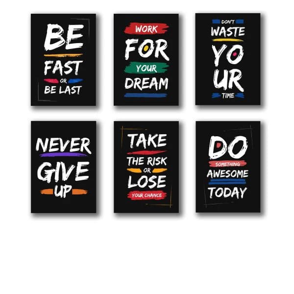 Set of 6 Motivational Theme phototiles for wall Decoration/ wooden phototiles