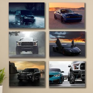 Set of 6 Cars phototiles for wall Decoration/ wooden phototiles