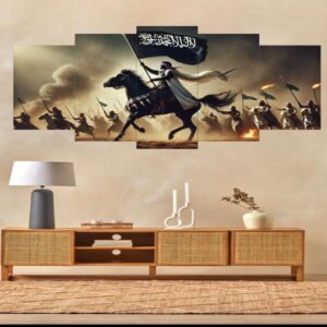 islamic warrior canvas wall art – set of 5 panels (16x40 inches)