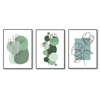 Set of 3 Flower theme Phototiles for wall decoration/ wooden wall phototiles