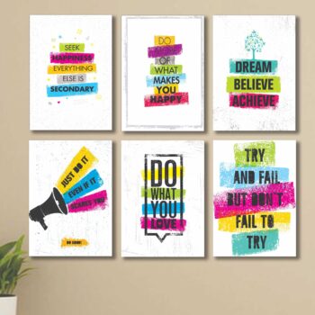 Set of 6 Motivational Theme phototiles for wall Decoration/ wooden phototiles (017)